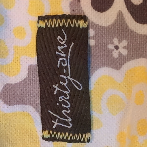 Thirty-One Yellow Brown Floral Print XL Weekender Travel Bag Good Condition - Picture 2 of 7